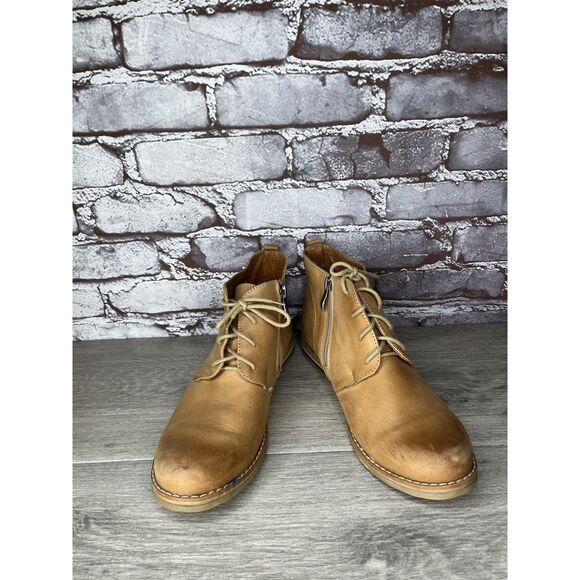 V-Italia Tan Brown Leather Combat Casual Zip Ankle Boots Women Sz 39EU/8.5M US - Picture 15 of 16